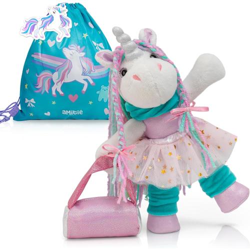 Itsy Unicorn Stuffed Animal - Pink Unicorn Plush Toys with Dress Up Clothes As Ballerina Doll, Good for Unicorns Girl Gifts Age 4-5, Unicorn Toys for Girls Age 6-8
