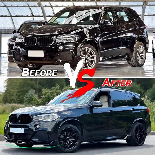 KHK Front Bumper Lip Spoiler for BMW X5 F15 M-Sport 2014-2018,Glossy Black ABS Air Dam Front Splitter Body Kit Accessories