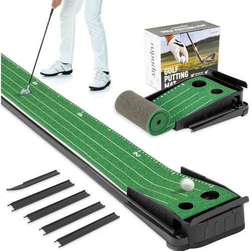 ropoda 9ft Golf Putting Green, Portable Putting Mat for Home and Office with Auto Ball Return Function, Golf Practice Putting Mat Aid for Indoor and Outdoor Use, Classic or with a Putting Mirror