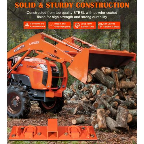 Bonbo Tractor Grab Hooks Compatible with Kubota Tractors - Bolted on Compact Tractor Bucket Grab Hooks with D Rings and 2 Receiver, Orange