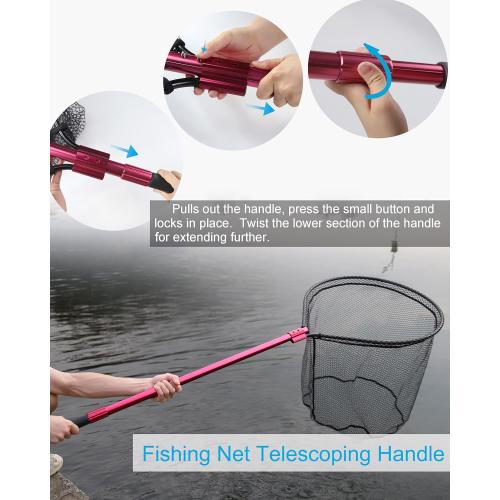 Large Rubber Fishing Net Heavy Duty Extra Large Aluminum Landing Net for Saltwater Fish Net Telescoping Handle