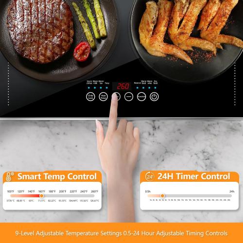 Electric Warming Tray (XXL 40x 14), Food Warming Mat with Touch Screen, 9 Level Temp & 24H Timer, Food Warmer Mats Full Surface Heating, Reinforced Glass Food Warmers for Parties Buffet, Gatherings
