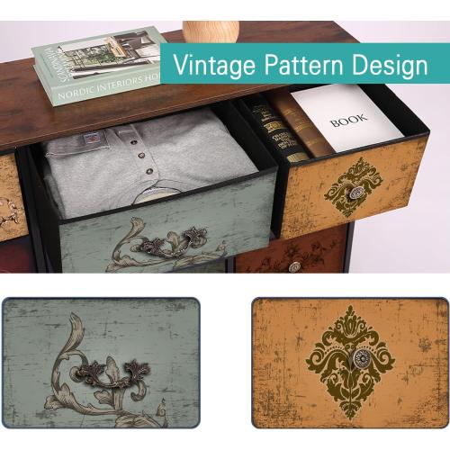 VASICAR Dresser for Bedroom with 9 Deep Fabric Drawers, Wide TV Stand Storage Cabinet, Colorful Chest of Drawers for Closet, Nursery, Entryway, Hallway