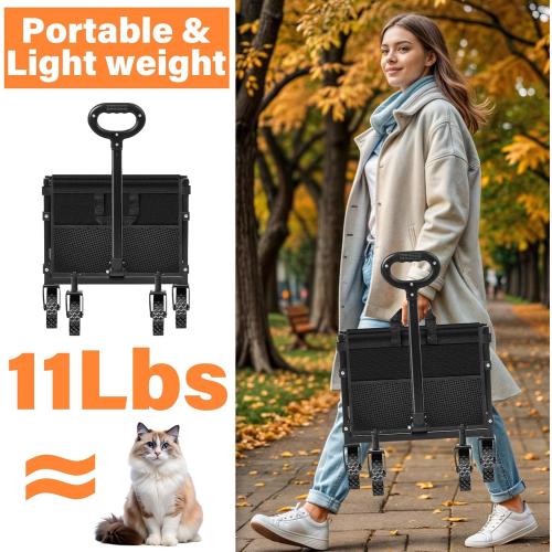 Wagons Carts Foldable - Collapsible Wagon Cart with Wheels Foldable - Utility Folding Wagon Cart for Sports Camping Grocery, Black