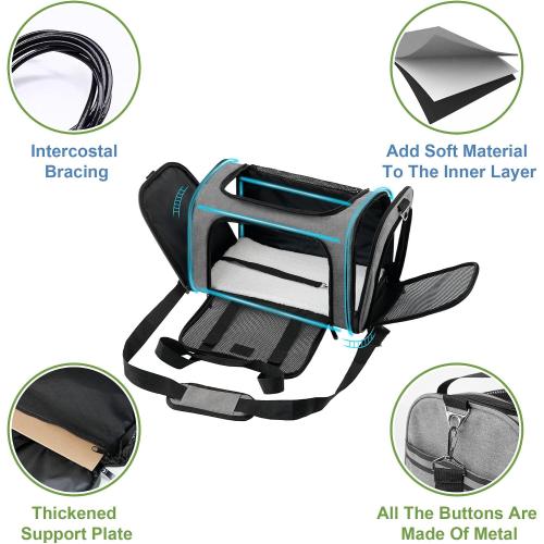 Size Large Color Grey Soundy Large Cat Carrier Dog Carrier Under 25 Lbs,Collapsible Ventilated Portable Pet Bag with Soft Sided Breathable Mesh for Long Car Trips Maxi Load 2 Kittens or Small, Medium Dog (Large Grey)
