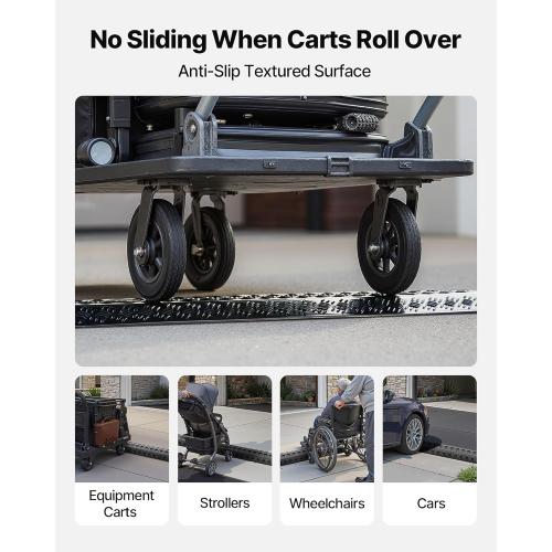 VEVOR 2 Pack Drop Over Cable Cover, 2 Channel Heavy Duty Cable Hose Protector Ramp, 38.3'' Floor Cord Cover, 17,500 lbs/Axle Load Capacity, for Traffic Areas, Indoor, Outdoor, Home, Office, Warehouse