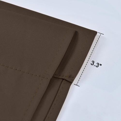 DONREN Coffee Brown Blackout Curtain for Bathroom Windows Adjustable Tie Up Shade Curtain with Rod Pocket Top for Kitchen (34 inches W x 54 inches L Set of 1)