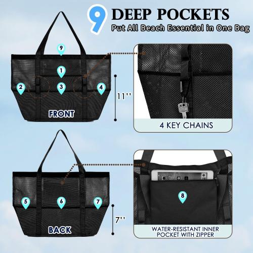 Fammart Large Mesh Beach Bag for Women, Oversized Beach tote Swim Pool Bag