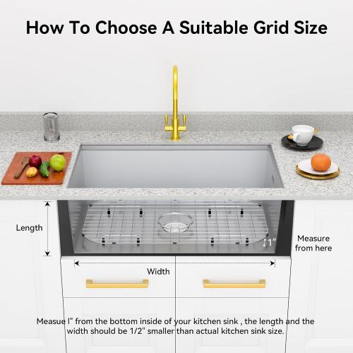 Sink Protector Grid 26-1/16 x 14-1/16,Centered Drain with Corner Radius 3-1/2, Stainless Steel Material(Centered Drain)