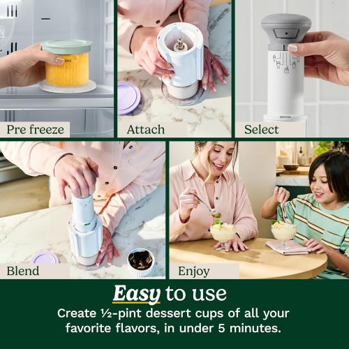 Cuisinart Ice Cream Maker – Cuisinart FastFreeze 5-in-1 Ice Cream, Milkshakes, Slushies, Sorbets and Mix-Ins, Freeze Wand, Two 0.5-Pint Mixing Cups with Lids, Easy to Clean, ICE-FD10‼️light dirt‼️