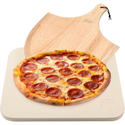 Size Extra Large HANS GRILL PIZZA STONE | Rectangular Pizza Stone For Oven Baking & BBQ Grilling With Free Wooden Peel | Extra Large 15 x 12 Inch Durable Cordierite Cooking Stone.