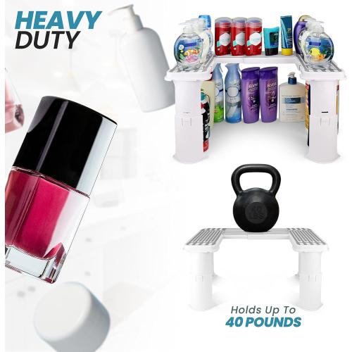 Expandable Under Sink Organizer and Storage I Bathroom Under the Sink Organizer Kitchen Under Sink Shelf I Cleaning Supplies Organizer Under Sink Storage I EXPANDABLE HEIGHT DEPTH & WIDTH