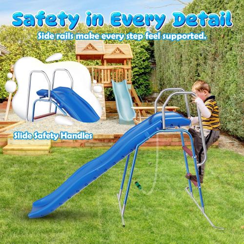 Water Slide for Kids Backyard, Outdoor Waterslide with 3-Zone Spray Sprinkler and Ground Tarp, Summer Water Slip and Slide Game Toy for Backyard Water Fun Activities Play