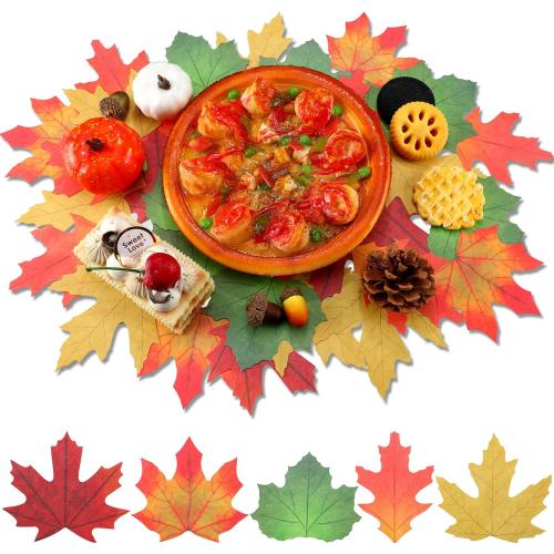 200 Pcs Parchment Fall Leaves Thanksgiving Cheese Parchment Decorative Cheese Paper Leaves for Plate Table Charcuterie Boards Food Serving Decoration