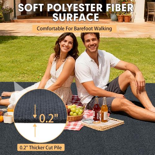 Marine Carpet,6 FT x 18 FT Dark Gray Indoor Outdoor Carpet 0.2 Thick Boat Carpet with Water-Proof TPE Backing, Non-Slide Outdoor Marine Carpet Roll for Home, Patio, Porch, Deck