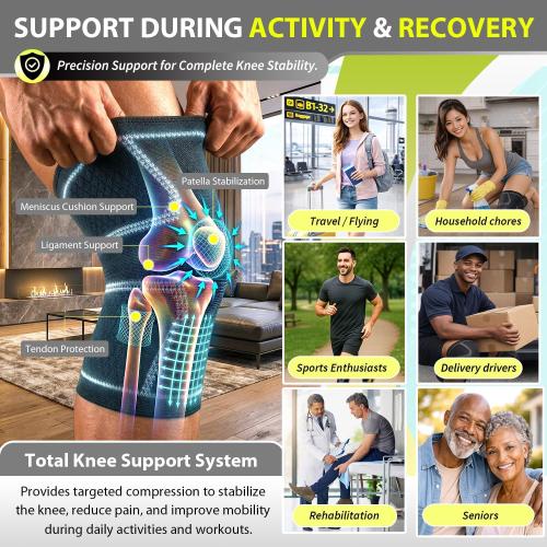 Knee Brace Men & Women, Knee Compression Sleeve Support Wrap Tendonitis XL | 2 Pack, Joint & Patella Stabilization, Arthritis Pain Relief, Meniscus Tear, ACL Injury Recovery, Running, Sports, Workout