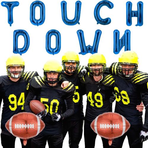 Blue Touchdown Balloons Football Balloons Rugby Birthday Party Balloons Letter Balloon for Football Birthday Party Decoration Sports Ballons Arch Kits Party Balloon Sets-11 PCS