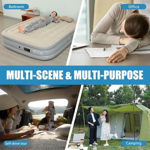 Queen Air Mattress with Built-in Pump, 2 Min Fast Inflation, 16 Raised Height, Supports up to 650 lbs, for Camping, Home Use, Guests, Portable Travel