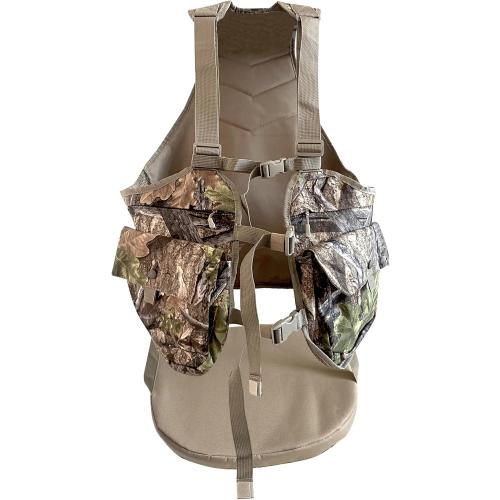 AUSCAMOTEK Camouflage Hunting Vest with Detachable Seat Cushion for Turkey Dove and Upland Bird Hunting