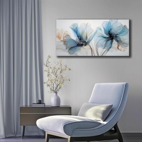 Flower Pictures Wall Decor For Bedroom Blue Canvas Wall Art For Office Women Modern Canvas Wall Art For Living Room