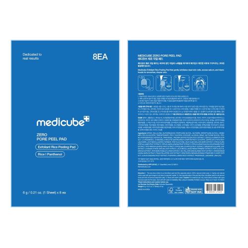 medicube Zero Pore Peel Pads | Smoothing Mitt for Face & Body | Rice Extract, Natural AHA & Panthenol | Double-Sided Organic Cotton & Microfiber Pads | Polish for Smooth, Clear Skin