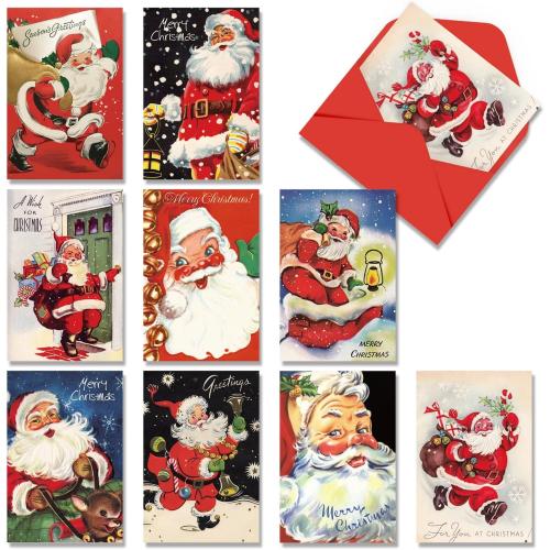 Quera​ Christmas Vintage Greeting Cards 27 Pack Santa Xmas Holiday Greeting Cards Blank Note Cards With Envelopes For Classroom Home Office Business Christmas Parties 4 X 6 In.​