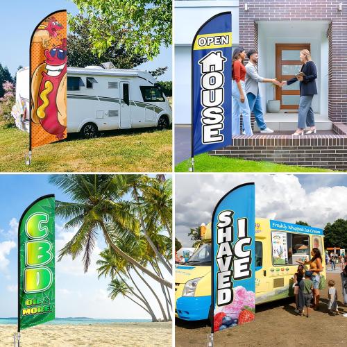 Feather Flag Pole Kit Fits 8FT Swooper Flags, 11FT Tall Aluminum Flagpole Set with Heavy Duty Ground Spike for Business Advertising Flags Custom Feather Flag