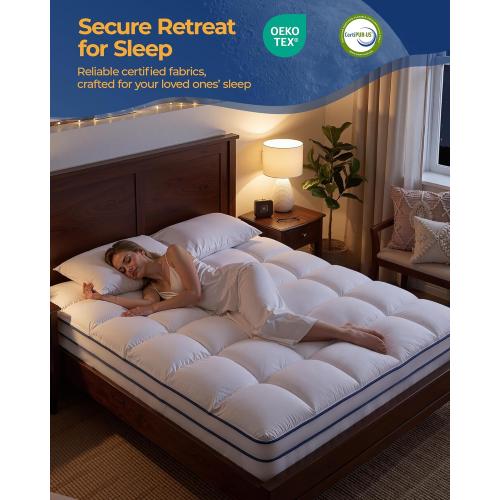 KAYFIA Full Mattress Topper,Extra Thick Mattress Pad Cover for Deep Sleep,3D 7D Snow Down Alternative Fill Overfilled Plush Pillow Top with 8-23 Inch Deep Pocket-White