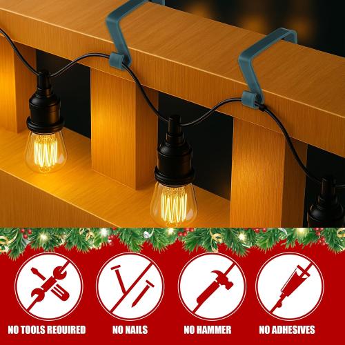 Ripeng 24 Pack Christmas Banister Light Clips for Garland Stockings 2.17 x 2.17 Inch Green Stair Railing Light Clips Banister Hooks for Xmas Holiday Decoration