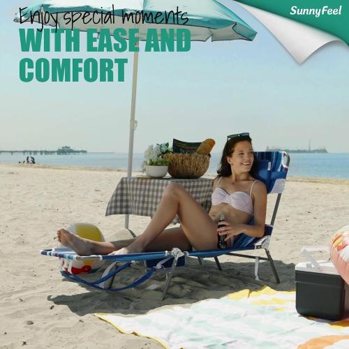 SUNNYFEEL Beach Lounge Chair, Backpack Reclining Beach Chairs Lay Flat, Sun Face Down Tanning Chair, Folding Camping Chairs Portable Camp Cot with Backpack Straps for Outdoor/Picnic/Lawn