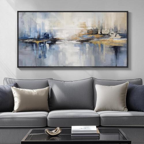 Framed Extra Large Blue Abstract Wall Art for Living Room, Modern Canvas Prints Painting Artwork for Walls, Minimalist Abstract Pictures for Living Room Dining Room Bedroom Office Wall Decor 30x60 In