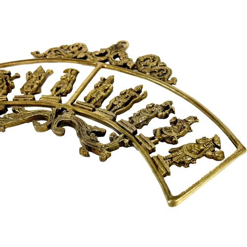 eSplanade - Brass Vishnu Dashavatar Dashavatara Dasavatharam - Ten Incarnations Avtars - Ten Incarnations of Lord Vishnu - Wall Hanging (13 Inch)