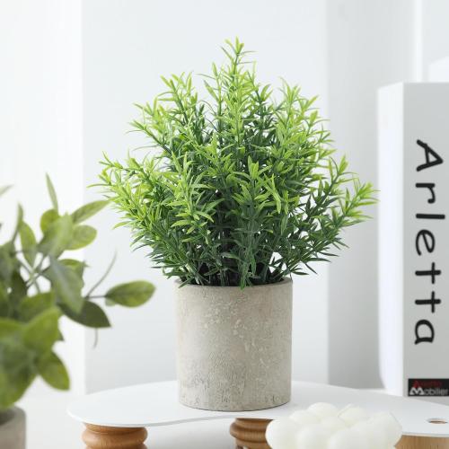 Mini Potted Fake Plants Artificial Greenery Rosemary Plants for Shelf Desk Home Bathroom Topiaries Farmhouse Bedroom Coffee Table Decor