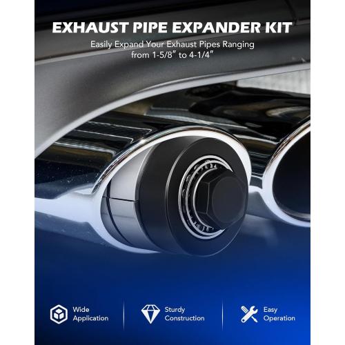 Orion Motor Tech Exhaust Pipe Expander Tool Kit 1-5/8 to 4-1/4 inch, Hex 28 mm Exhaust Pipe Stretcher Kit, Muffler Pipe Spreader with Storage Case, Automotive Car Tool Kit for Tail Pipe Tube
