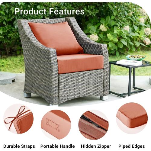 Outdoor Cushions for Patio Furniture,Outdoor Seat Cushion Set 24 x 24 x 5.75 Inch,Waterproof & Fade Resistant Outdoor Chair Cushions,Deep Patio Chair Cushion with Removable Cover,Spice
