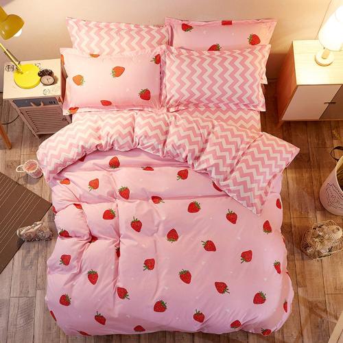Erosebridal Strawberry Bedding, Kawaii Room Decor Cute Bedding Sets for Women Girls Kids, Pink Kawaii Strawberry Decor Comforter Cover Set with 1 Duvet Cover  2 Pillowcases, Full Size