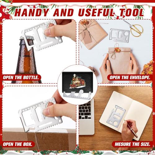 Shimeyao 12 Pcs Stocking Stuffers for Adults Men 11-in-1 Wallet Credit Card Multitool Christmas Gifts for Men Metal Stainless Steel Tool Bottle Opener for Husband Dad Adults