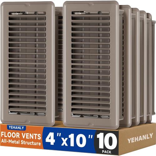 4x10 Floor Registers, 10 Pack Taupe Steel Floor Vent Covers