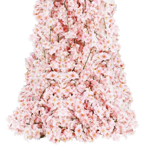 Cherry Blossom Garland 6-Pack 35.4 Ft Cherry Blossom Hanging Vine Silk Sakura Vines Garland for Wedding Party Decor, Pink