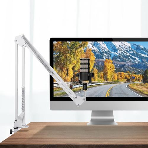 Rode Podmic White Boom Arm & Stand - Compatible with Rode Pod Microphone - Perfect for Podcasts, Gaming, Recording