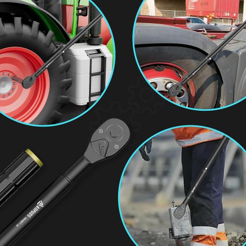 ANPUDS 3/4 Click Torque Wrench, 100-800 Ft-Lb/135.5-1084 Nm, Heavy Duty | ±3% Accuracy, 48-Tooth Quick Release, Cr-V Steel, Dual-Direction, for Semi Truck, Tractor, Diesel, Construction & Mining