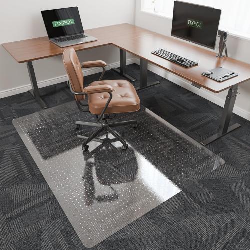 Chair Mat for Carpet, Office Chair Mat for Carpeted Floors, Non-Slip Carpet Protector Floor Mat with Grips, Plastic Heavy-Duty Rolling Desk Mat for Home Office and Gaming (Clear)