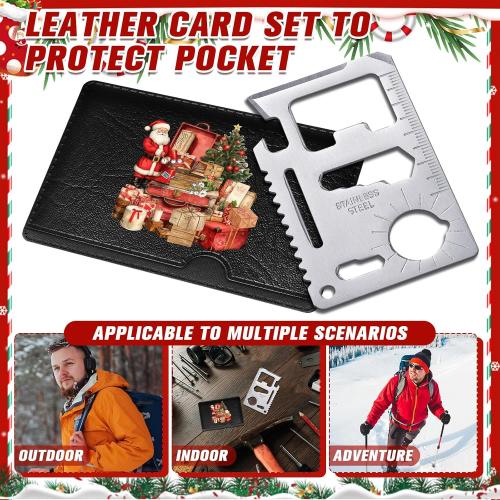 Shimeyao 12 Pcs Stocking Stuffers for Adults Men 11-in-1 Wallet Credit Card Multitool Christmas Gifts for Men Metal Stainless Steel Tool Bottle Opener for Husband Dad Adults