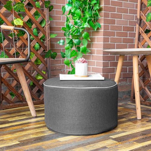 Outdoor Ottomans for Patio 20x12 Inches Modern Lightweight Foam Stuffed Pouf Outdoor Footstool Footrest Foot Stool Waterproof (Dark Gray)