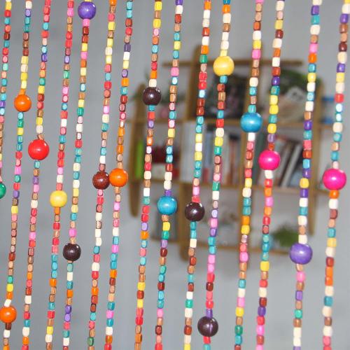 38 Strands Colorful Boho Hippie Door Beads Curtain, Hanging Wood Beaded Curtain for Doorways 36 Inches x 79 Inches (Rainbow)