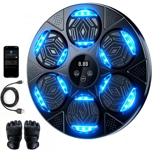 LOLBOX 2026 Music Boxing Machine for Adults and Kids, Smart Bluetooth Boxing Training Equipment with Gloves Wall Mounted, Workout Punching Machine for Home,Office and Gym