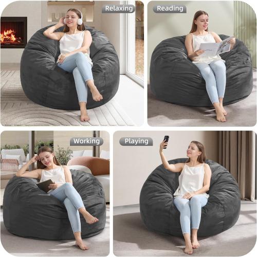 Hobestluk 3FT Bean Bag Chair Giant Bean Bag Chairs for Adults Large Bean Chairs with Removable Cover, Beanbag Chair with Filler, Adult Bean Bag Chairs for Living Room, Bedroom