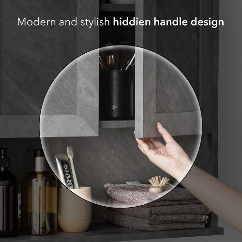 VANIRROR Bathroom Wall Cabinet Over Toilet Storage Cabinets 25x30 inchs | Above Toilet Wood Medicine Cabinets for Kitchen Wall Mounted Cabinet with 2 Door & Adjustable Shelf Texture Grey