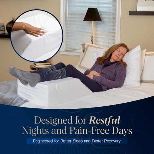 Gravity Leg Rest Pillow – Foam Wedge for Post-Surgery Recovery, Back Pain Relief, Side Sleeping, Varicose Veins, Restless Legs, Includes Removable, Washable Cover White