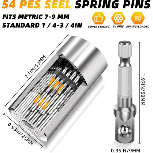 Fathers Day Dad Gifts from Daughter Son Wife Super Universal Socket Tools Gifts for Mens Grip Socket Set with Power Drill Adapter Cool Tools Gadgets for Dad Valentines Day Gifts (1)